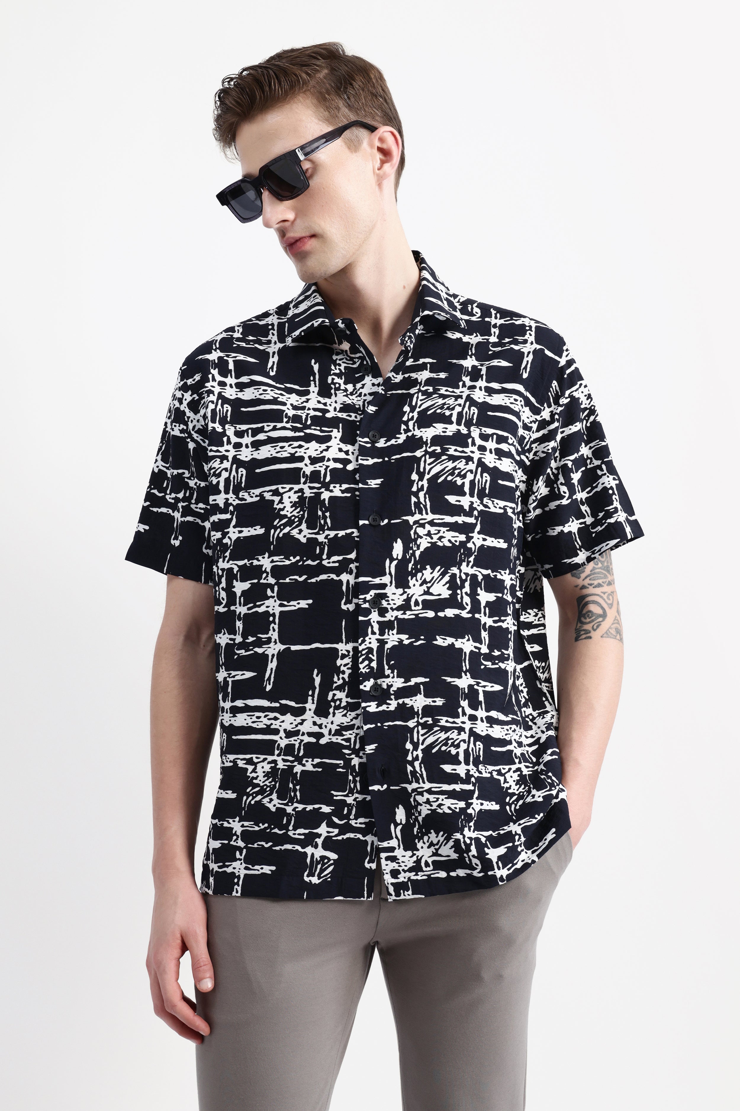 ABSTRACT PRINT HALF SLEEVE SHIRT