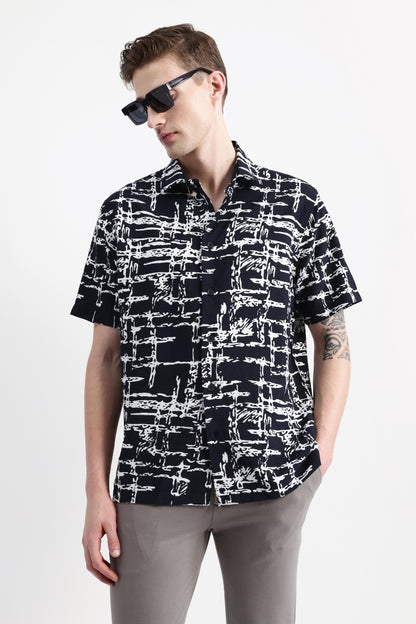 ABSTRACT PRINT HALF SLEEVE SHIRT