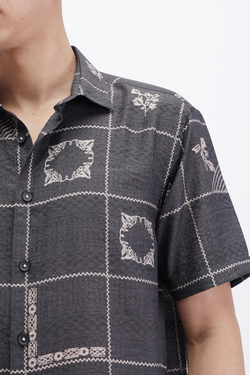 ABSTRACT CHECKED SLIM FIT SHIRT