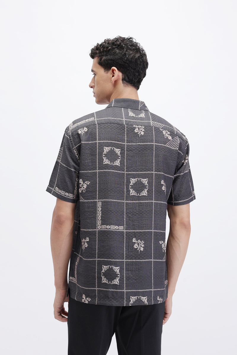 ABSTRACT CHECKED SLIM FIT SHIRT
