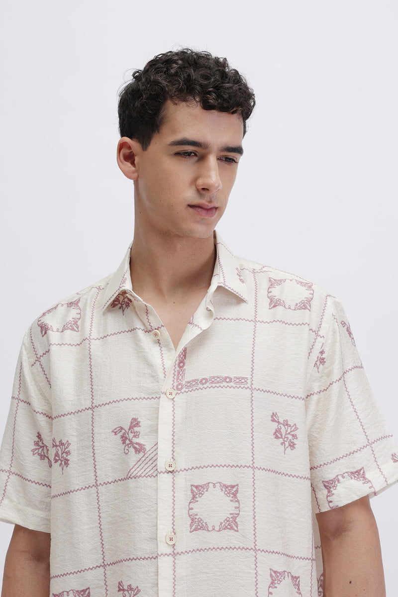 ABSTRACT CHECKED SLIM FIT SHIRT