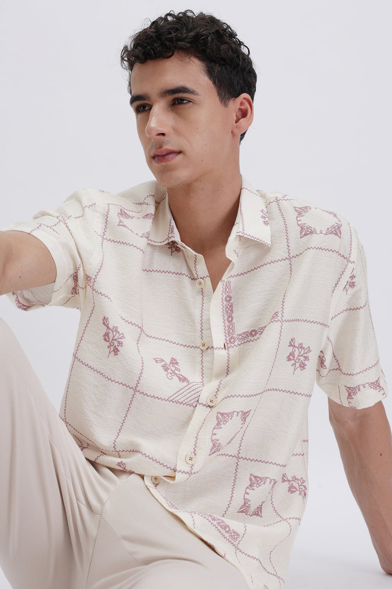 ABSTRACT CHECKED SLIM FIT SHIRT