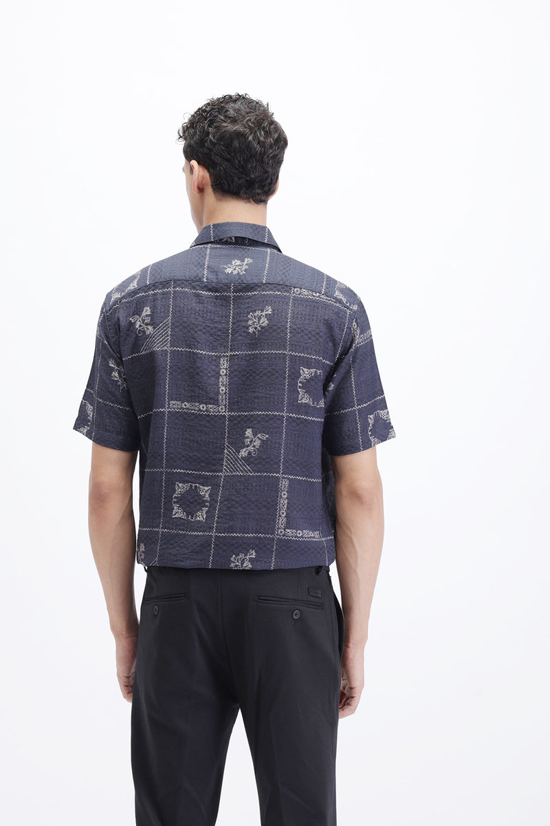 ABSTRACT CHECKED SLIM FIT SHIRT