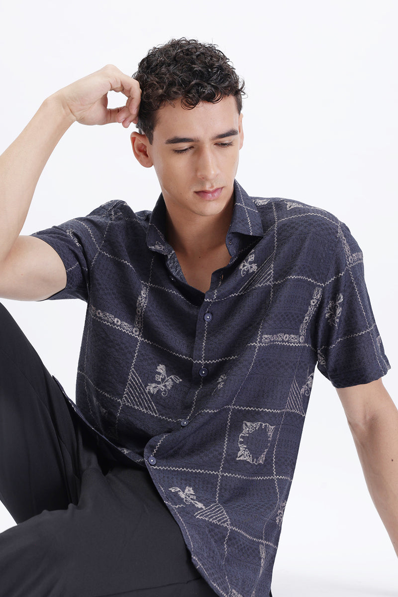 ABSTRACT CHECKED SLIM FIT SHIRT