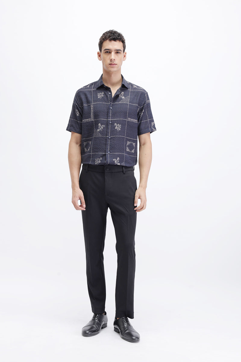 ABSTRACT CHECKED SLIM FIT SHIRT
