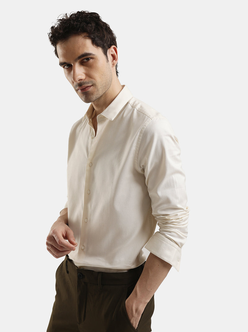 PLAIN DOBBY MAESTRO PALE YELLOW SHIRT