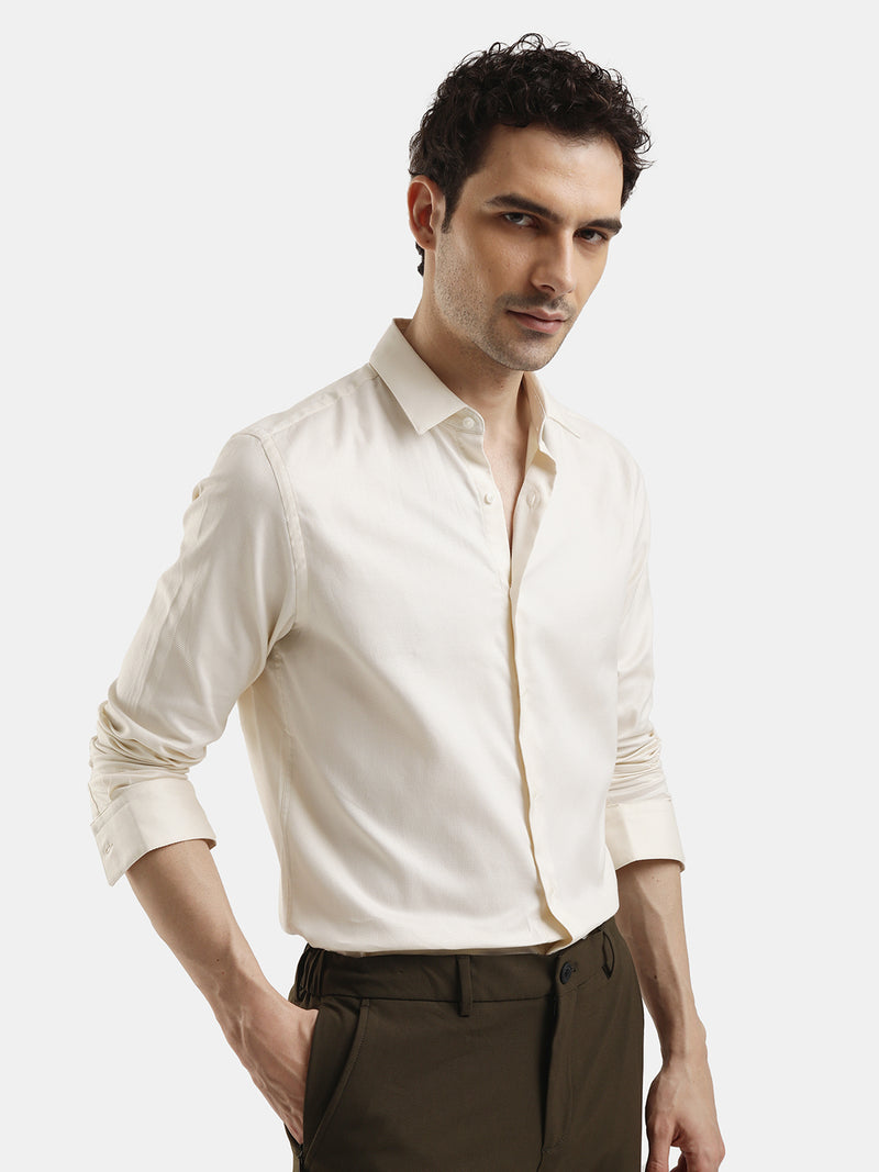 PLAIN DOBBY MAESTRO PALE YELLOW SHIRT