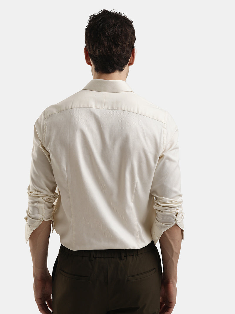 PLAIN DOBBY MAESTRO PALE YELLOW SHIRT