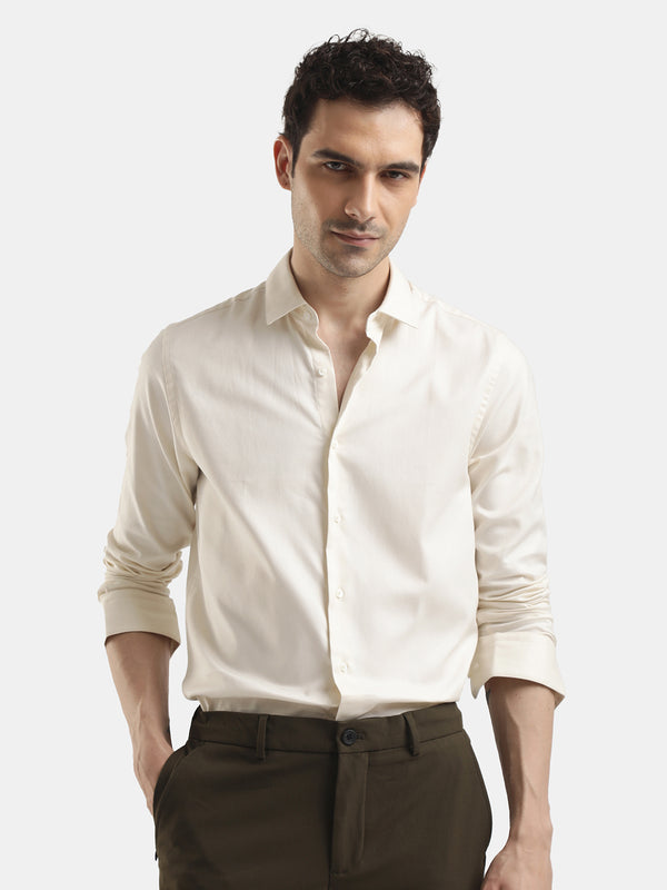 PLAIN DOBBY MAESTRO PALE YELLOW SHIRT