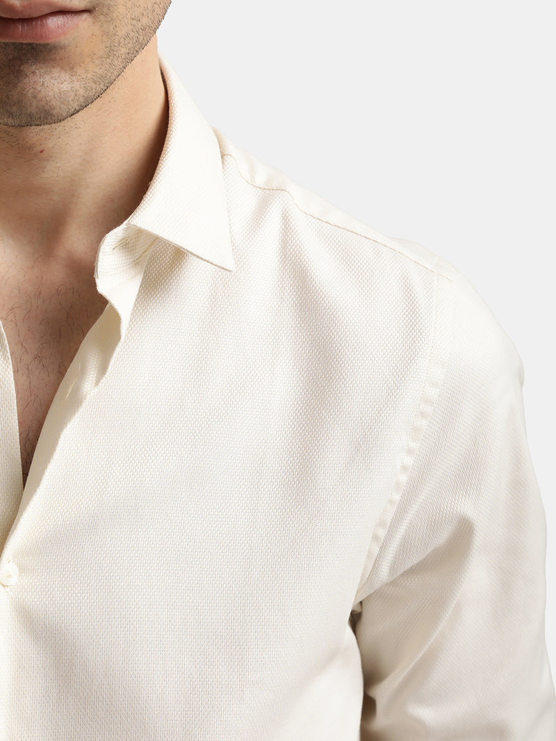 PLAIN DOBBY MAESTRO PALE YELLOW SHIRT