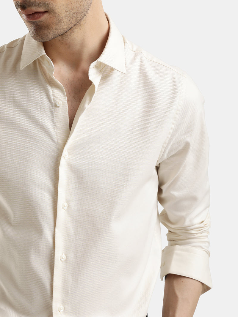 PLAIN DOBBY MAESTRO PALE YELLOW SHIRT