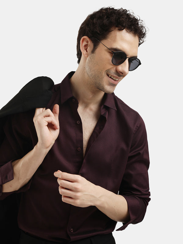 PLAIN DOBBY MAESTRO WINE SHIRT