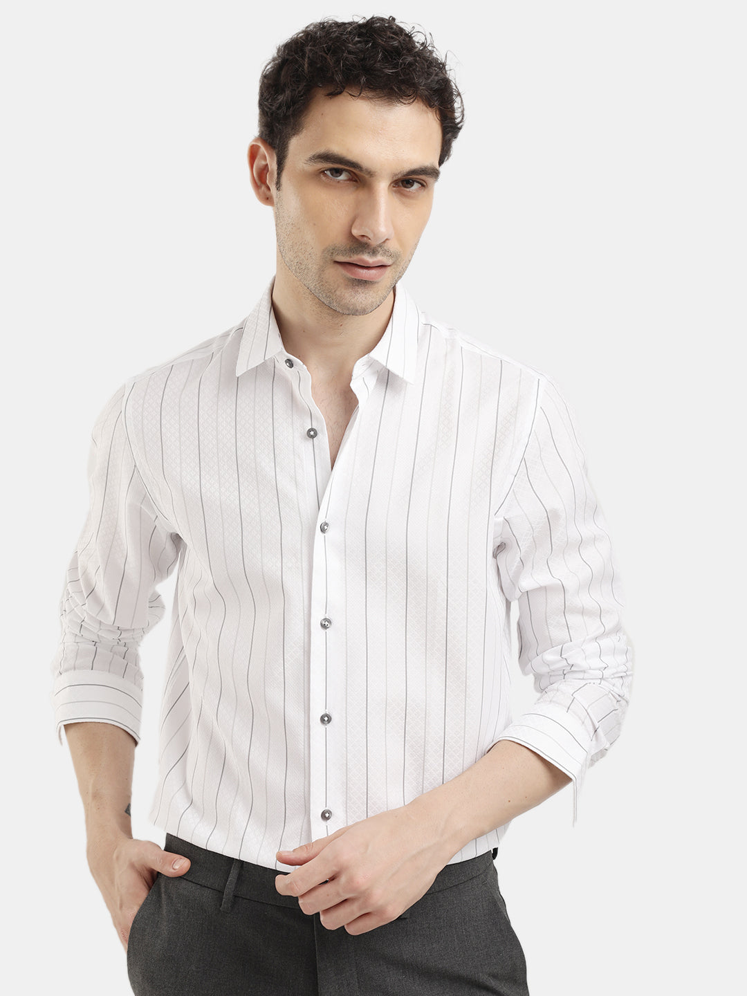 LIGHT OLIVE STRIPED SHIRT
