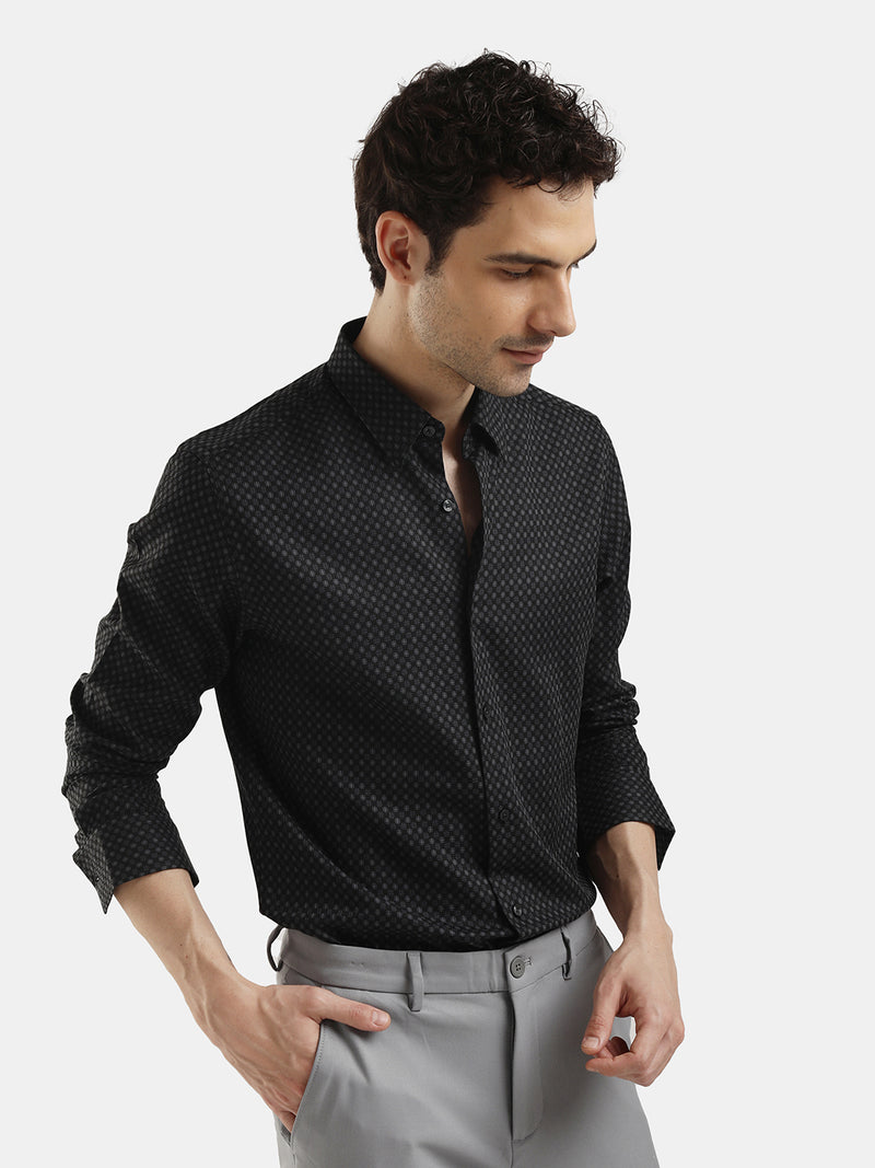 DARK GREEN DOBBY JACQUARD SHIRT