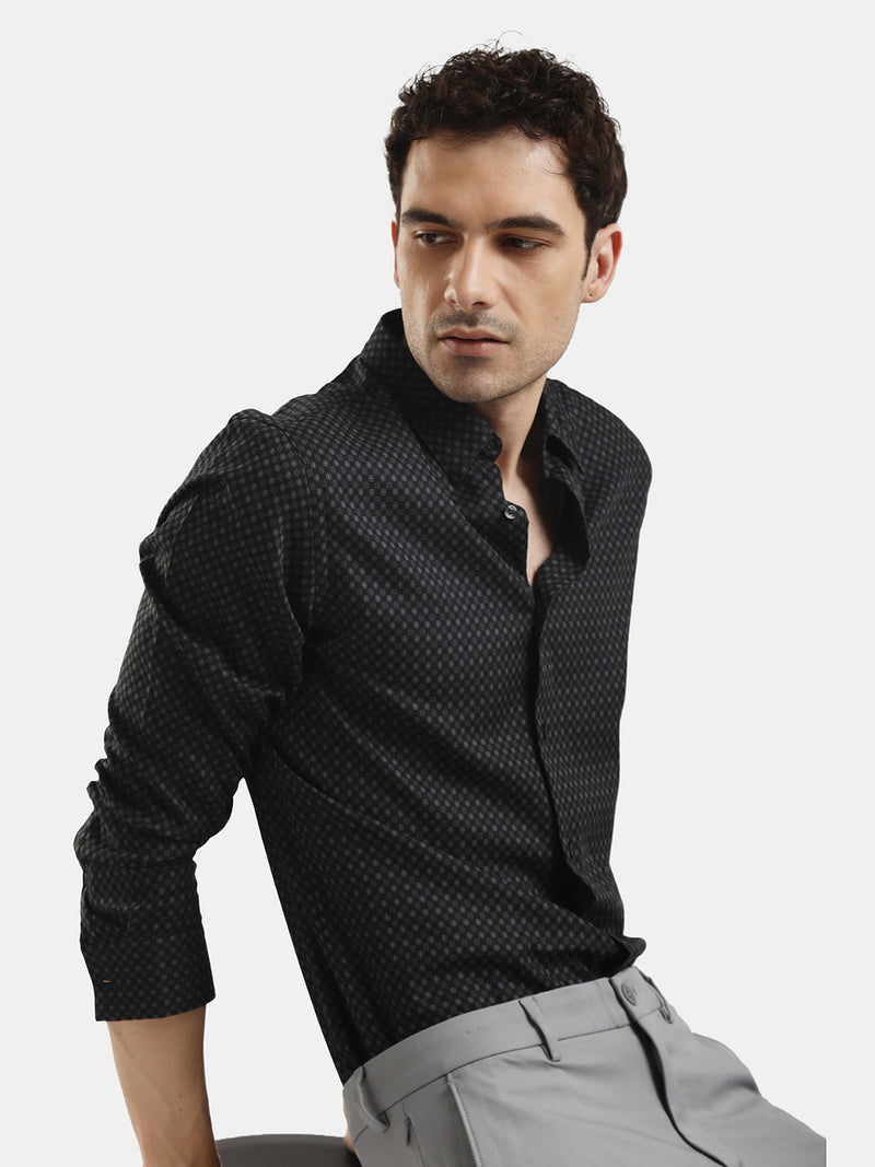 DARK GREEN DOBBY JACQUARD SHIRT