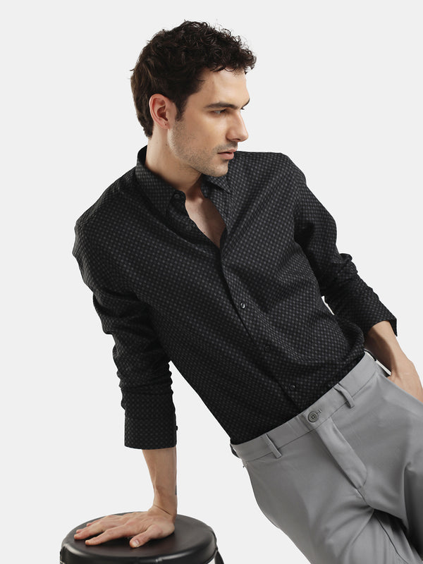 DARK GREEN DOBBY JACQUARD SHIRT