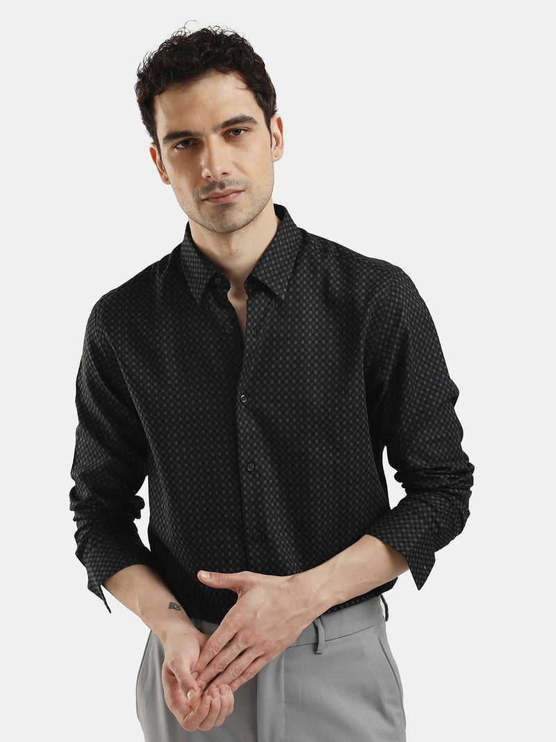 DARK GREEN DOBBY JACQUARD SHIRT