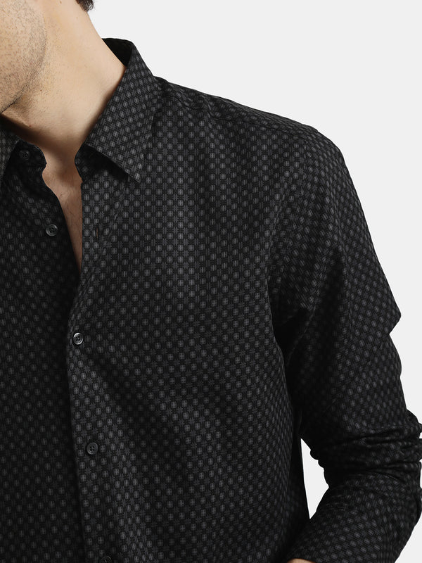 DARK GREEN DOBBY JACQUARD SHIRT