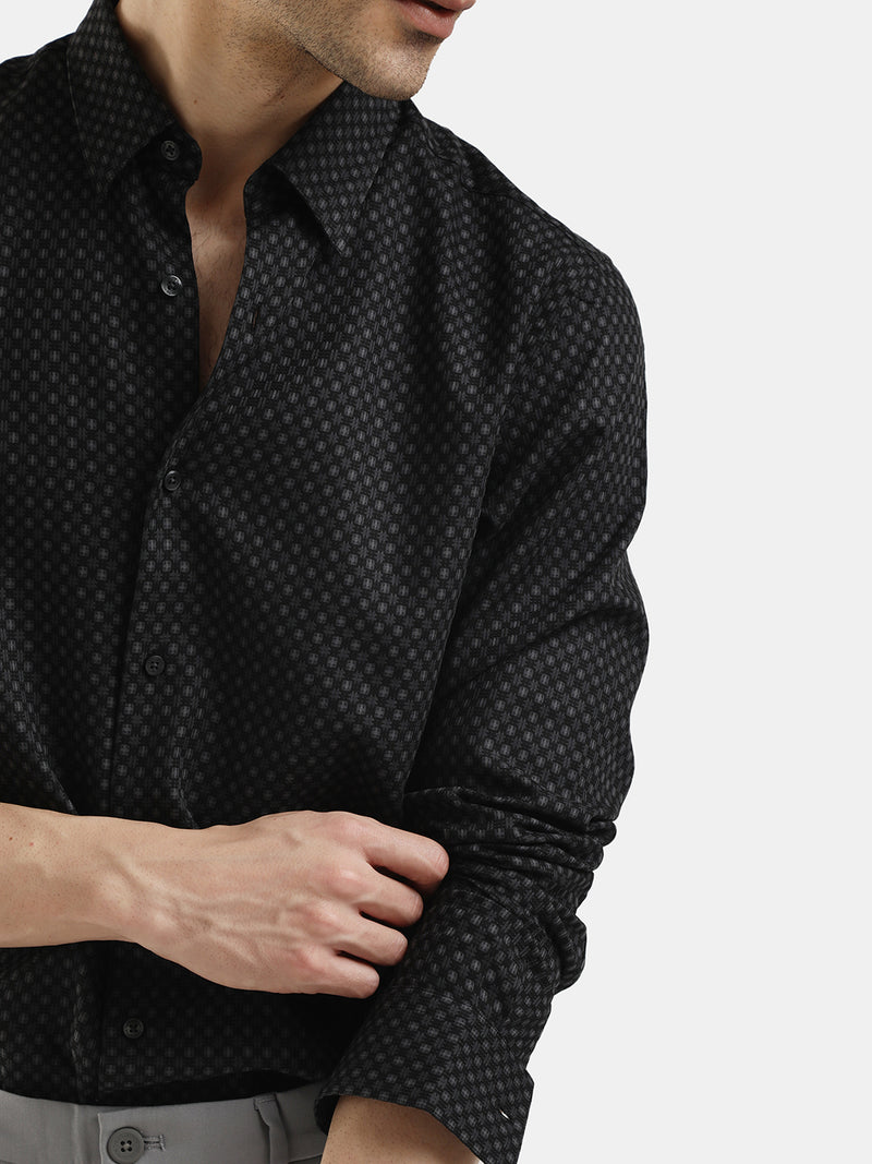 DARK GREEN DOBBY JACQUARD SHIRT