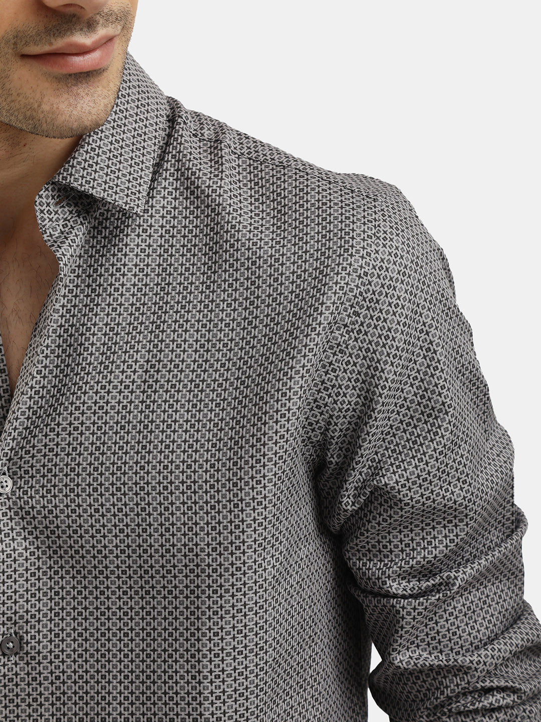 GREY DOBBY JACQUARD SHIRT