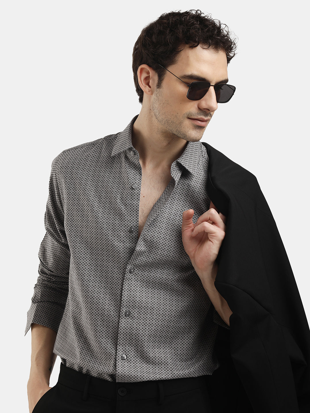 GREY DOBBY JACQUARD SHIRT