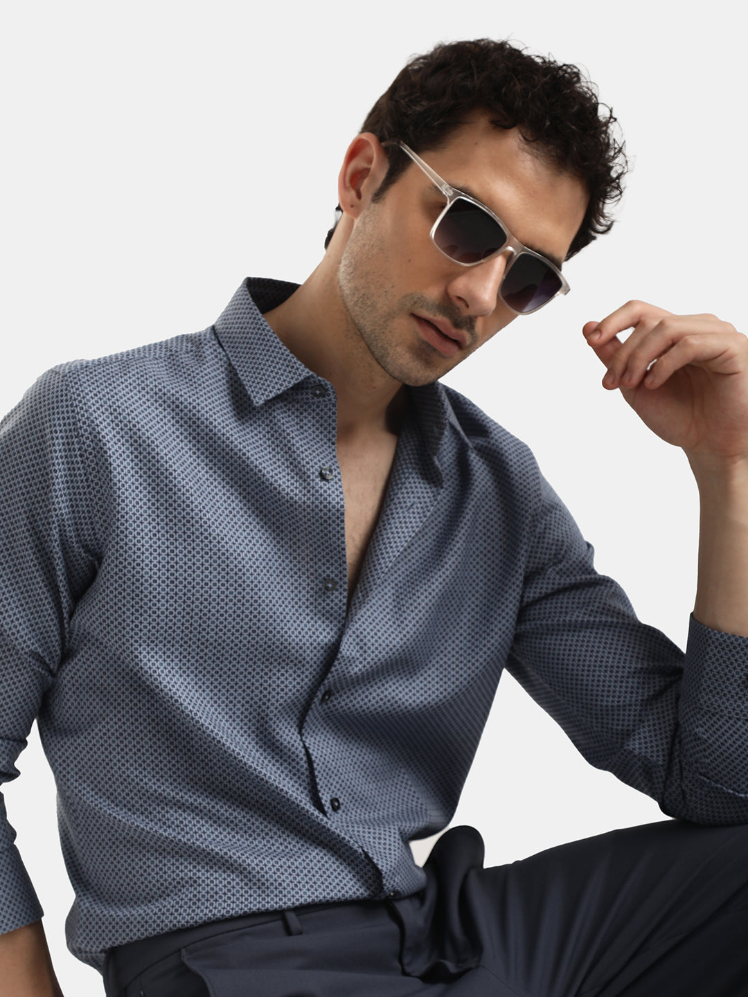 LIGHT BLUE DOBBY JACQUARD SHIRT