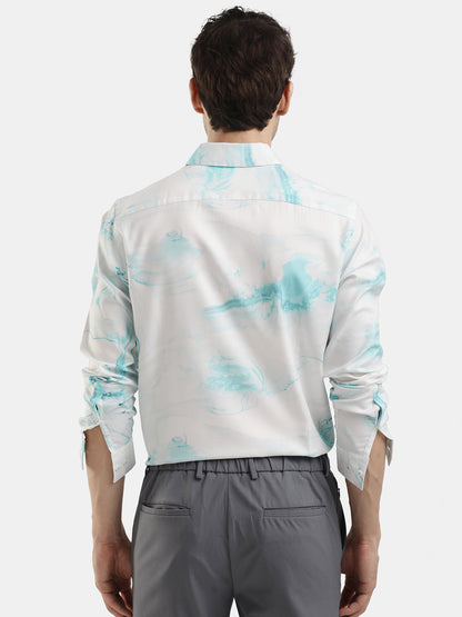 ABSTRACT AQUA PRINT SHIRT