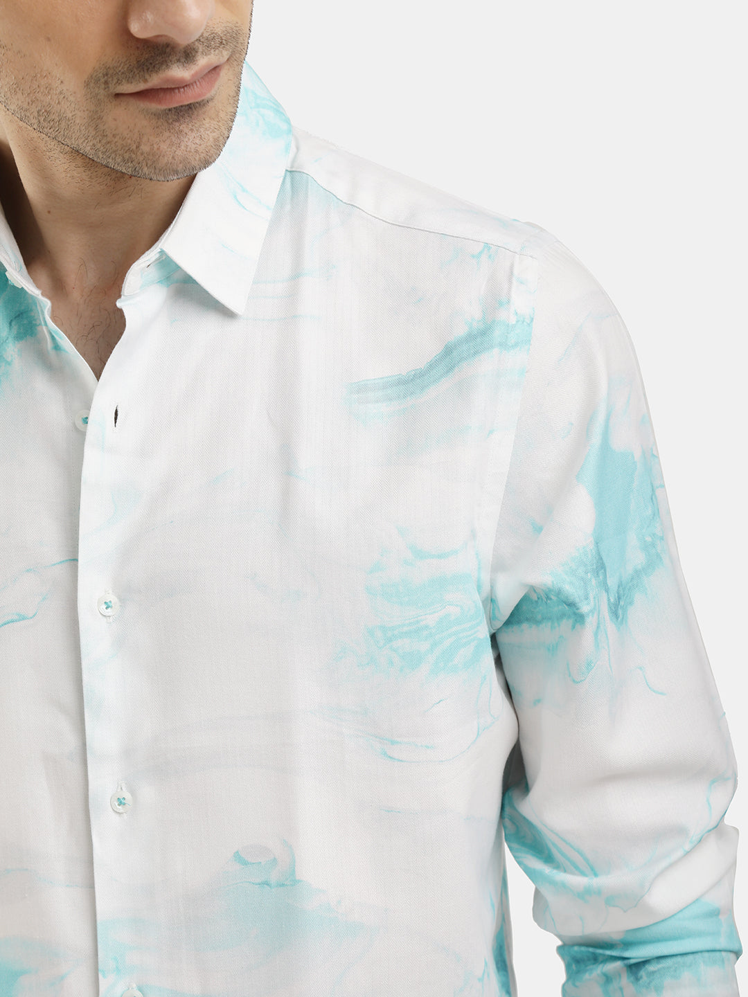 ABSTRACT AQUA PRINT SHIRT