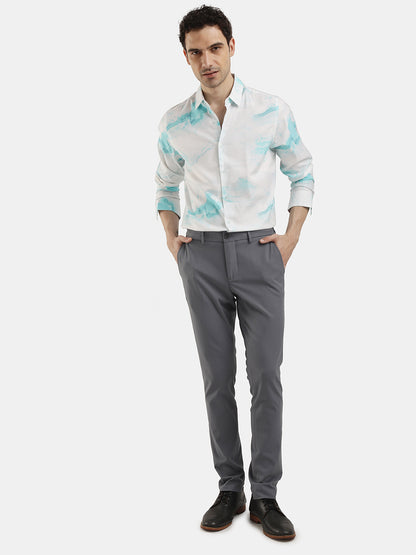 ABSTRACT AQUA PRINT SHIRT