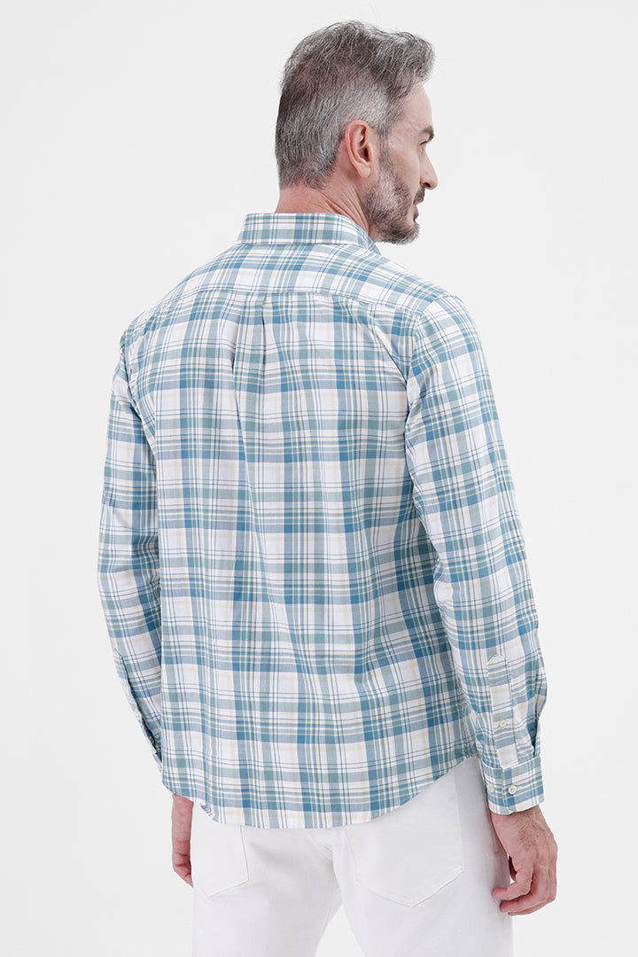 WHITE BLUE COTTON CHECK SHIRT