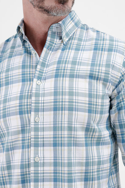 WHITE BLUE COTTON CHECK SHIRT