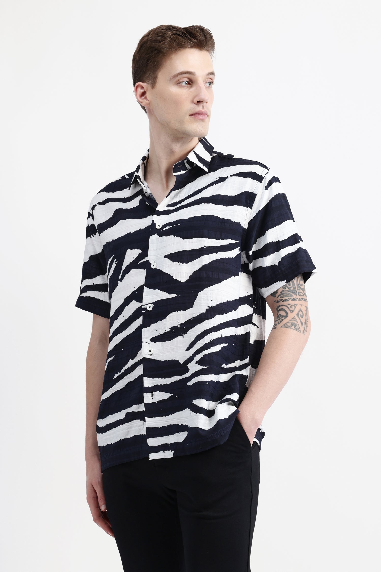ABSTRACT PRINT HALF SLEEVE SHIRT