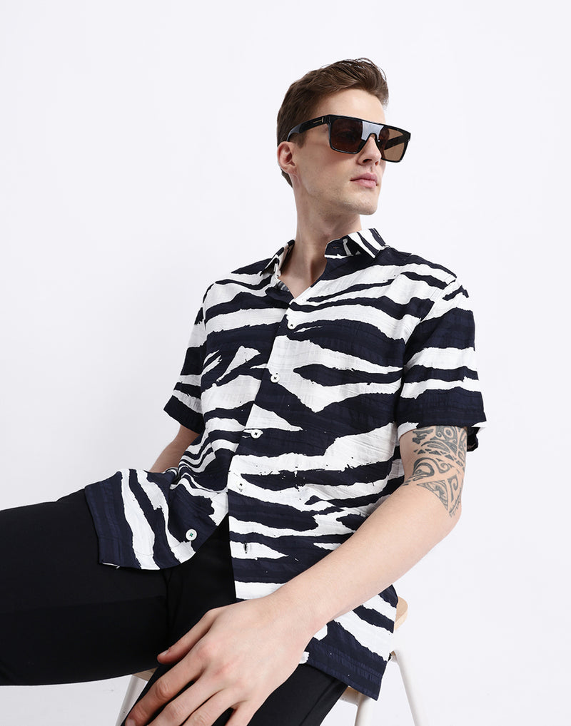 ABSTRACT PRINT HALF SLEEVE SHIRT