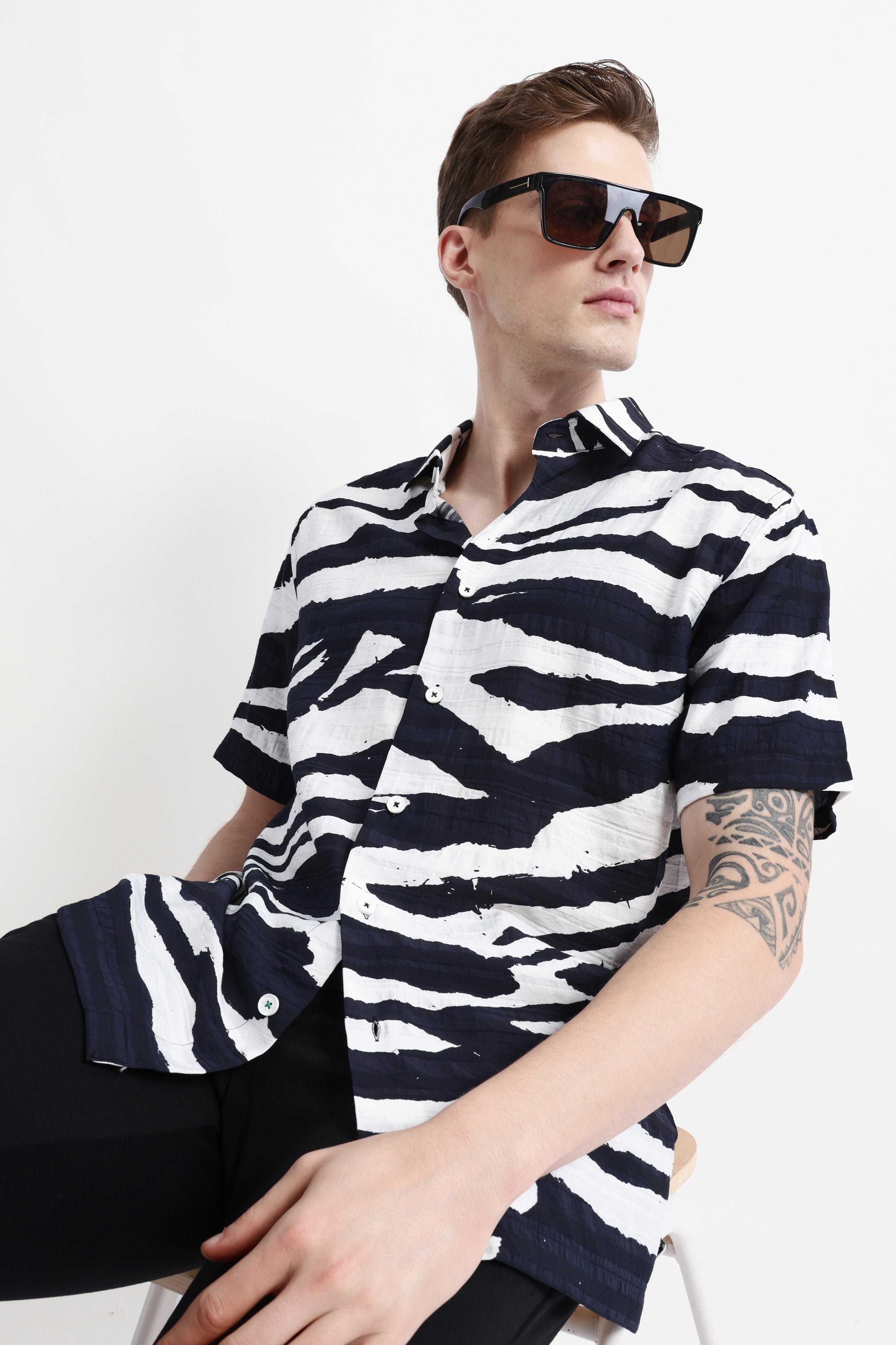 ABSTRACT PRINT HALF SLEEVE SHIRT