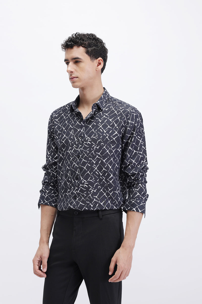 ABSTRACT PRINTED SLIM FIT SHIRT