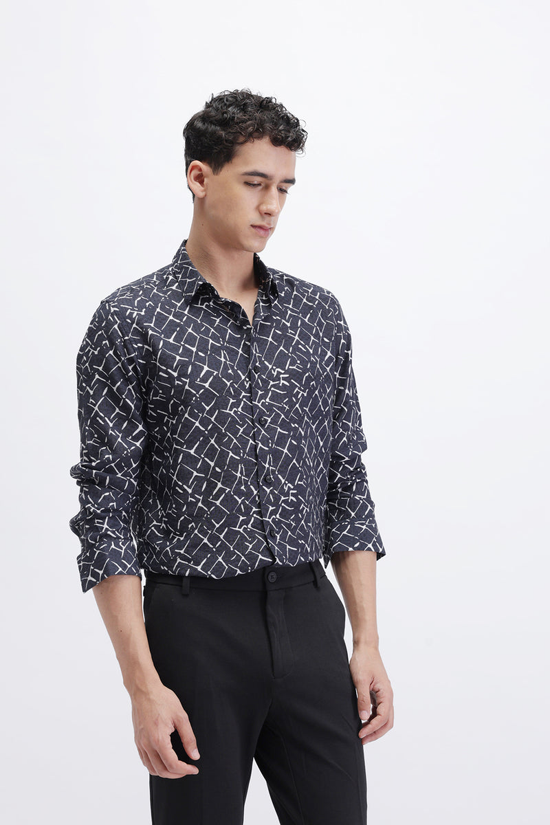 ABSTRACT PRINTED SLIM FIT SHIRT