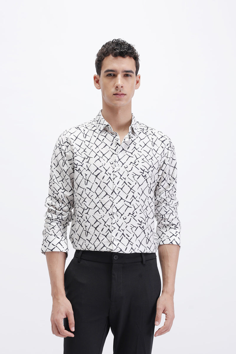 ABSTRACT PRINTED SLIM FIT SHIRT