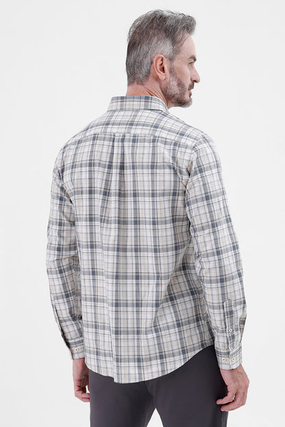 CREAM COTTON CHECK SHIRT