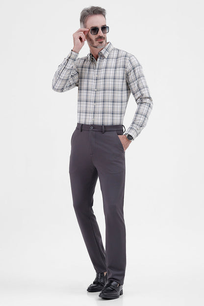 CREAM COTTON CHECK SHIRT