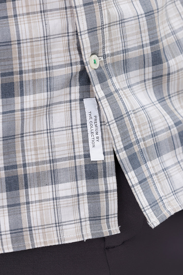 CREAM COTTON CHECK SHIRT