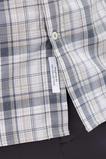 CREAM COTTON CHECK SHIRT