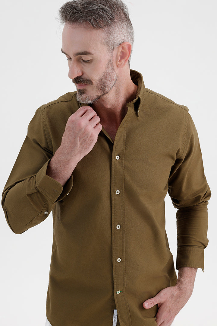 MILITARY OLIVE OXFORD SHIRT