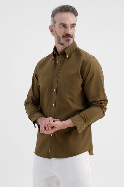 MILITARY OLIVE OXFORD SHIRT