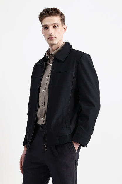 SPREAD COLLAR PLAIN JACKET