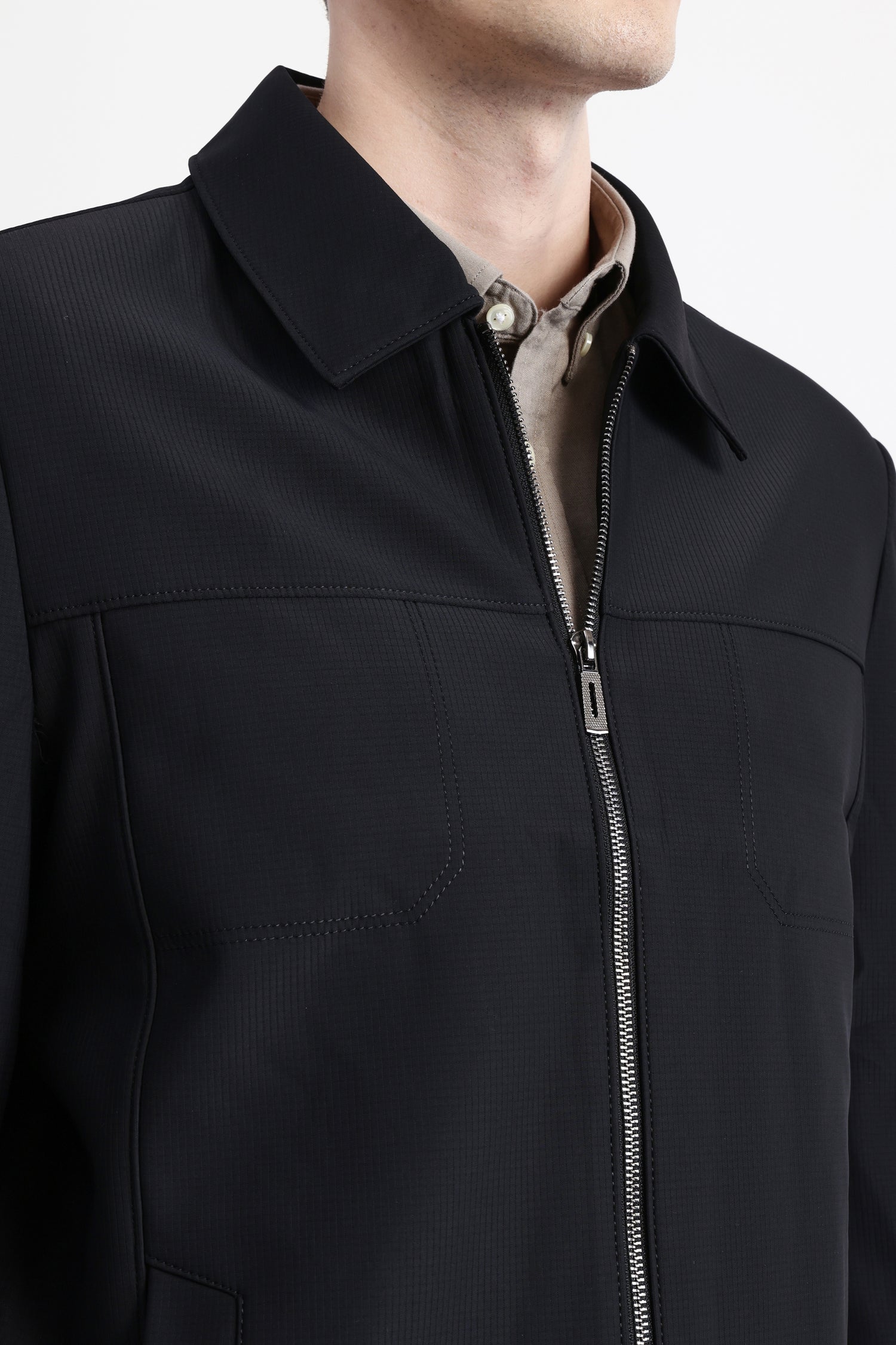 SPREAD COLLAR PLAIN JACKET