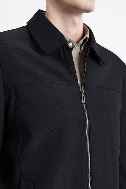 SPREAD COLLAR PLAIN JACKET