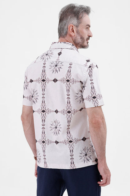 LT. VOILET BAROQUE
COTTON LINEN PRINT SHIRT