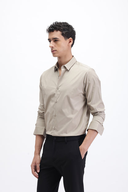 SOLID SLIM FIT COTTON SHIRT