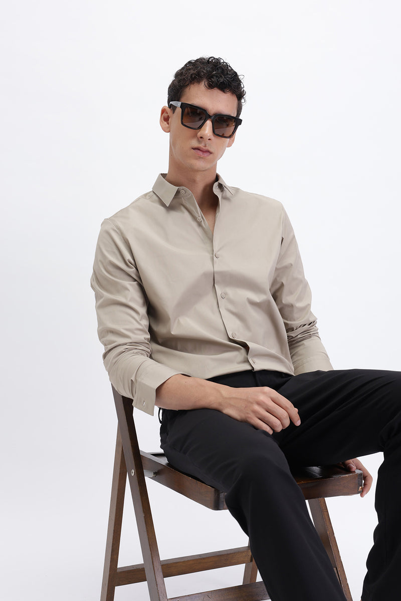 SOLID SLIM FIT COTTON SHIRT