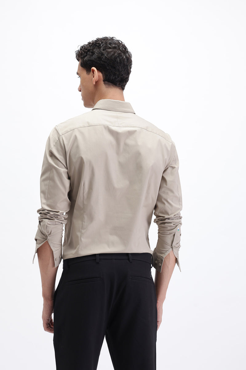 SOLID SLIM FIT COTTON SHIRT